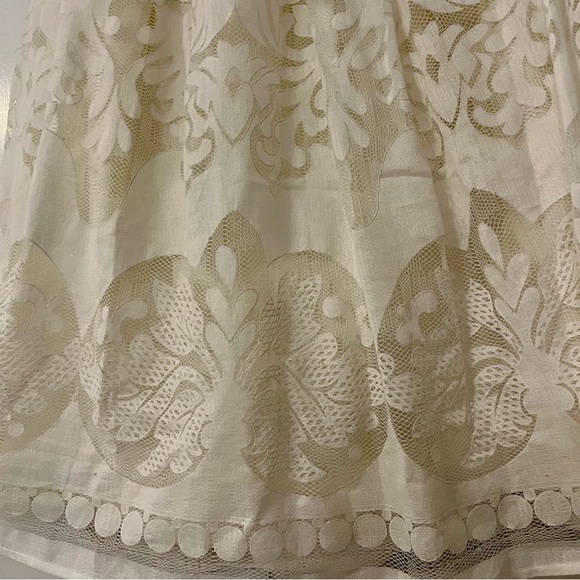 A. Peach Floral Lace Midi Skirt A-Line Size M White Milkmaid Bridal Modest Angel - Picture 7 of 16